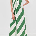 Most Dreamy Stripe Print Halter Tie-up Backless Pocket Loose Maxi Dress
