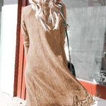 Mineral Washed Tassel Open Front Long Cardigan