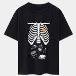 Funny Skeleton Food Print Drop Shoulder Oversize T-Shirt