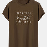 Slogan Print Cotton Arc Hem T-Shirt