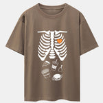 Funny Skeleton Food Print Drop Shoulder Oversize T-Shirt