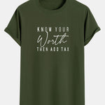 Slogan Print Cotton Arc Hem T-Shirt