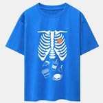 Funny Skeleton Food Print Drop Shoulder Oversize T-Shirt