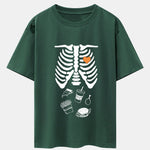 Funny Skeleton Food Print Drop Shoulder Oversize T-Shirt