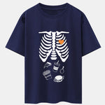 Funny Skeleton Food Print Drop Shoulder Oversize T-Shirt