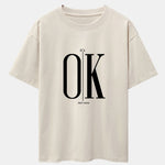 OK Slogan Print Drop Shoulder Oversize T-Shirt