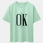 OK Slogan Print Drop Shoulder Oversize T-Shirt