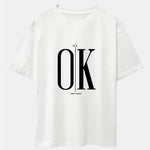 OK Slogan Print Drop Shoulder Oversize T-Shirt