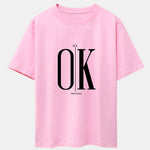 OK Slogan Print Drop Shoulder Oversize T-Shirt