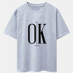 OK Slogan Print Drop Shoulder Oversize T-Shirt