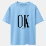 OK Slogan Print Drop Shoulder Oversize T-Shirt