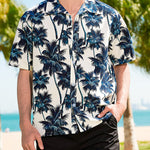 Men's Tropical Coconut Hawaiian Print Casual Beach Vacation Short Sleeve Shirt