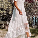 V Neck Slim Dress Floral Lace Midi Dress