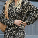 Leopard Affair Animal Print Epaulettes Long Sleeve Pocketed Lapel Midi Trench Coat