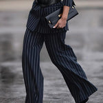 Loose Printed Striped Suit Pants Trousers