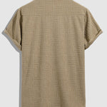 Men's geometric terry texture shirt casual shorts set