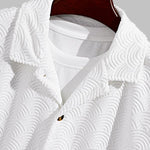 Men's solid color wave terry texture shirt casual shorts set