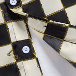 Men's plaid floral satin shirt casual shorts set