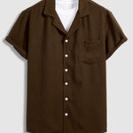 Men's Textured Cuban Collar Shirt Casual Pants Set