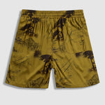 Men's Chinese Style Crane Satin Cuban Collar Shirt Casual Shorts Set