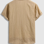 Men's Textured Cuban Collar Shirt Casual Shorts Set