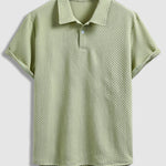Men's solid color textured lapel polo casual shorts set