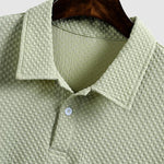 Men's textured seersucker half-button lapel solid color polo