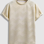 Men's geometric textured jacquard casual round neck short-sleeved T-shirt