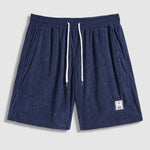 Men's Corduroy Half Button Short Sleeve Shirt Casual Shorts Set