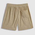Men's Textured Waffle Cuban Collar Shirt Corduroy Casual Shorts Set