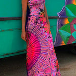 Margovil Criss Cross Backless Tie Dye Maxi Cami Dress