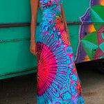 Margovil Criss Cross Backless Tie Dye Maxi Cami Dress