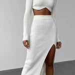 High -collar Irregular Short Top Skirt Two -piece Suit
