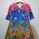 Original Printing V-Neck Short Sleeve Mini Dress