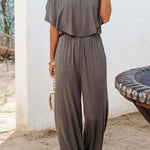 Pure color holiday vacation casual jumpsuit
