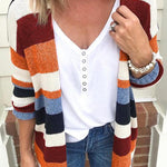 Soft Rainbow Striped Sweater Cardigan