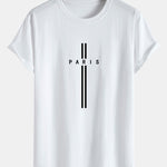 Paris Stripe Print Cotton Arc Hem T-Shirt
