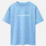 Faith Over Fear Print Drop Shoulder Oversize T-Shirt