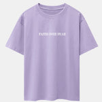 Faith Over Fear Print Drop Shoulder Oversize T-Shirt