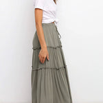 Selina Elasticised Waist Tiered Ruffle Midi Skirt