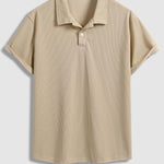 Men's textured lapel solid color polo
