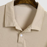 Men's textured lapel solid color polo