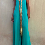 Margovil V Neck Backless Sequin Detailed Cami Maxi Dress
