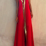 Margovil V Neck Backless Sequin Detailed Slit Maxi Cami Dress