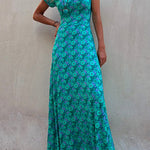 Margovil One Dress Two Ways Short Sleeve Floral Printed Maxi Dress