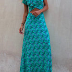 Margovil One Dress Two Ways Short Sleeve Floral Printed Maxi Dress