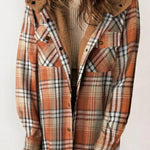 Fashion Plaid Long Sleeve Pocket Casual Hooded Jacket