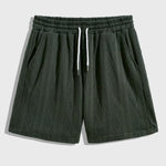 Men's  retro textured lapel polo shirt casual shorts set