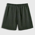 Men's  retro textured lapel polo shirt casual shorts set