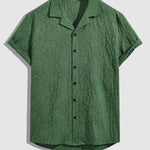 Men's retro floral texture Cuban collar button-down shirt casual shorts set